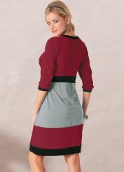 vestido decote v e mangas 3/4 colorido